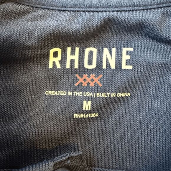 Rhone Men's Short Sleeve Performance Delta Pique Polo Shirt Navy Blue Medium - Picture 3 of 10